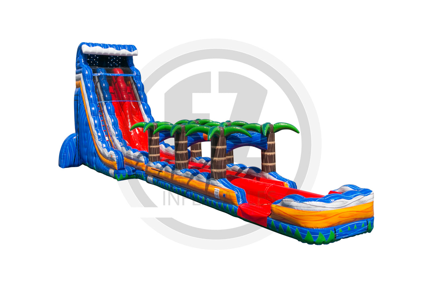 Ez Inflatable Slides 27 Tropical Fireblast Tsunami DL IP Water Slide + Slip & Slide-WS1317 ...